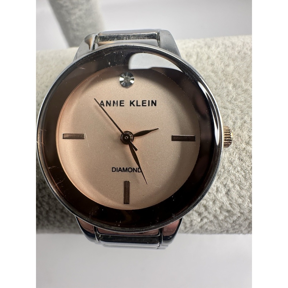 Anne Klein Diamond AK/2491 Ladies Watch New Battery 28MM 7.5" Silver Tone C96